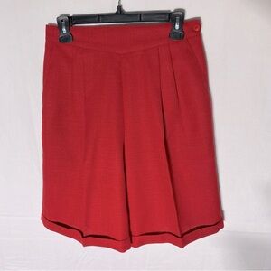Vintage Cleo Collection Red Pleated Front High Rise Shorts M